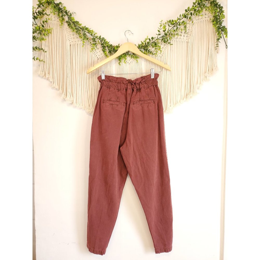 Free People Margate Pleated High Rise Straight Leg Paperbag Pants, Size XS - Picture 6 of 9